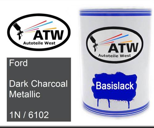 Ford, Dark Charcoal Metallic, 1N / 6102: 500ml Lackdose, von ATW Autoteile West.